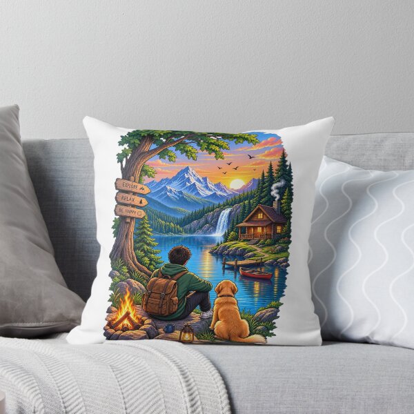 Item preview, Mountain Lake Adventure – Vintage Nature Camping T-Shirt Design designed and sold by LarkLeaf.