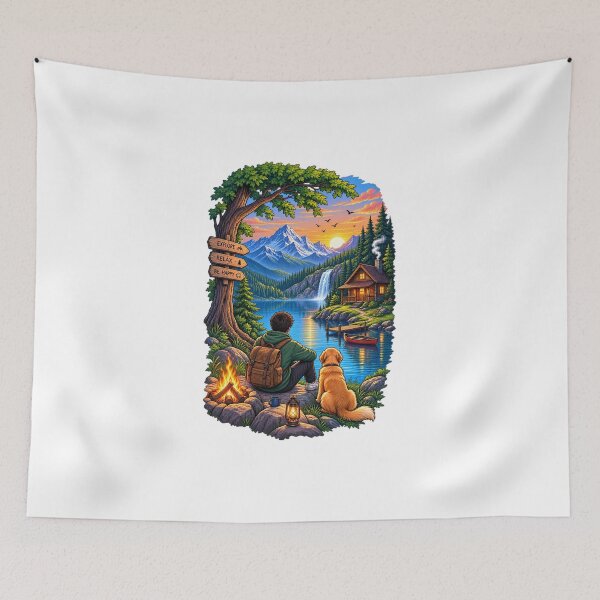 Item preview, Mountain Lake Adventure – Vintage Nature Camping T-Shirt Design designed and sold by LarkLeaf.