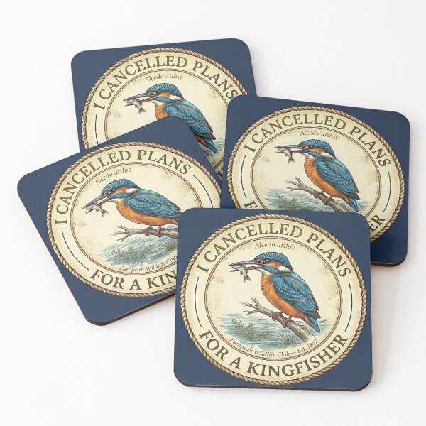 Item preview, I Cancelled Plans for a Kingfisher Humor Badge designed and sold by CalmCapy Co.