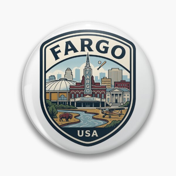 Artikelvorschau, Fargo North Dakota Retro Skyline Reiseabzeichen entworfen und verkauft von k3rstman1.