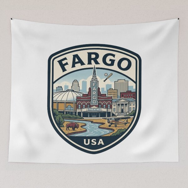 Item preview, Fargo North Dakota Retro Skyline Travel Badge designed and sold by k3rstman1.