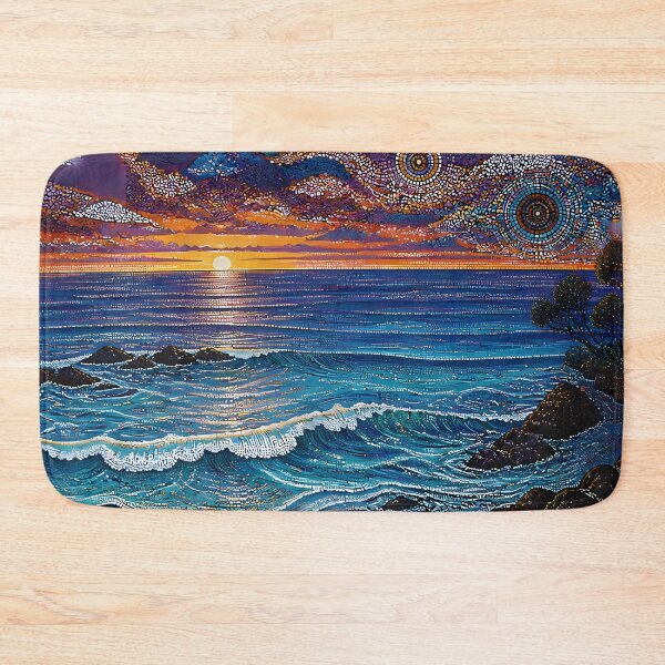 Item preview, Aboriginal Inspired Dot Art - With Wave Coastline Dawn designed and sold by GrinGalore.