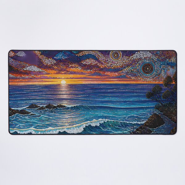 Item preview, Aboriginal Inspired Dot Art - With Wave Coastline Dawn designed and sold by GrinGalore.