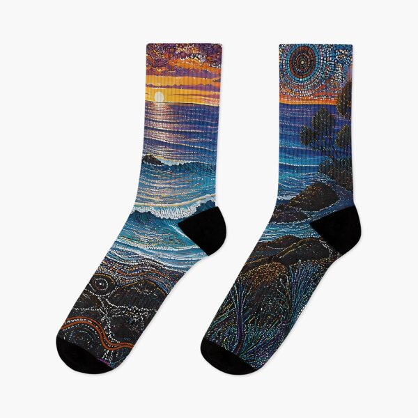 Item preview, Aboriginal Inspired Dot Art - With Wave Coastline Dawn designed and sold by GrinGalore.
