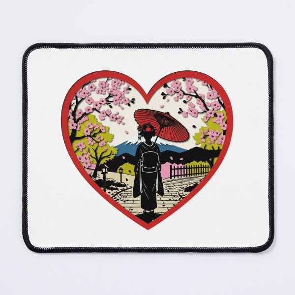 Item preview, Japanese Maiko Under Cherry Blossoms Heart designed and sold by itotoiro design.