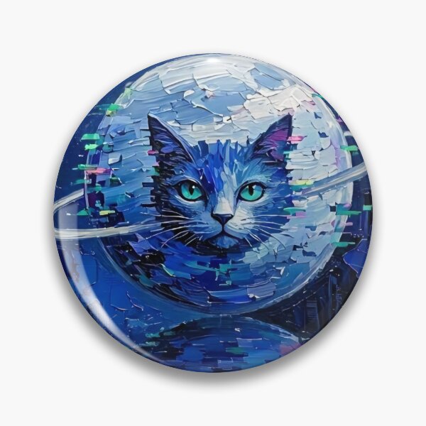 Item preview, Cosmic Cat Planet Bunny Skull Blue Impasto Heart designed and sold by LujziWorld.