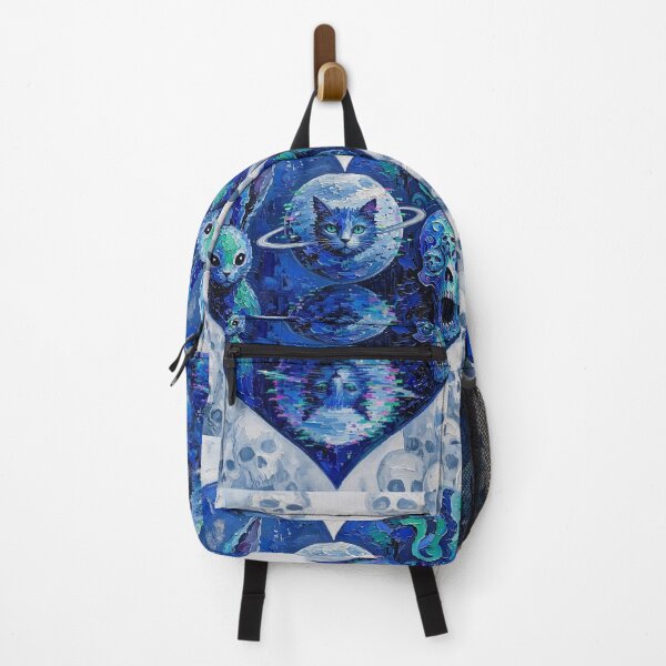 Item preview, Cosmic Cat Planet Bunny Skull Blue Impasto Heart designed and sold by LujziWorld.