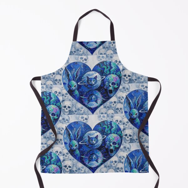 Item preview, Cosmic Cat Planet Bunny Skull Blue Impasto Heart designed and sold by LujziWorld.