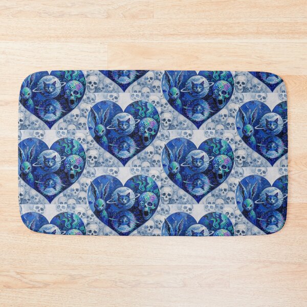 Item preview, Cosmic Cat Planet Bunny Skull Blue Impasto Heart designed and sold by LujziWorld.