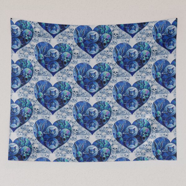Item preview, Cosmic Cat Planet Bunny Skull Blue Impasto Heart designed and sold by LujziWorld.