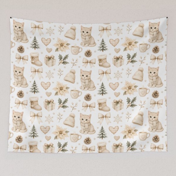 Item preview, Cozy Cream Christmas Cat Winter Cottagecore designed and sold by madtoyman.