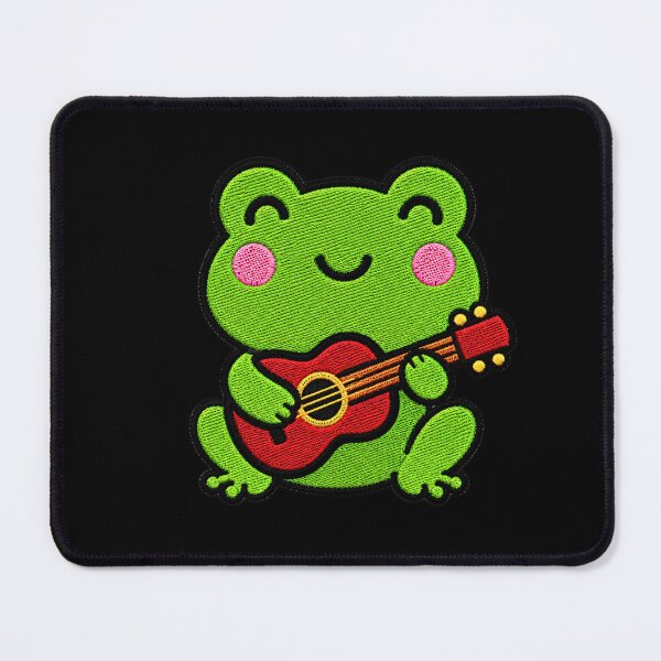 Item preview, Cute Frog Playing Red Guitar Kawaii Embroidery Patch designed and sold by ColorSplash123.