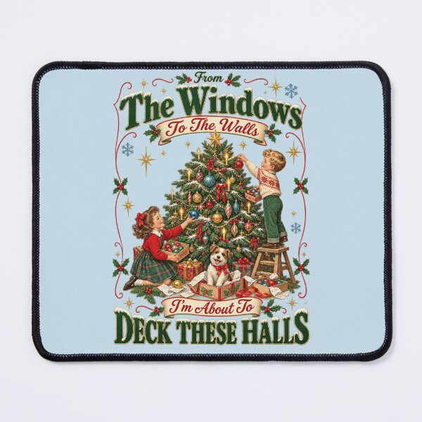 Item preview, Deck These Halls for Retro Christmas Lovers designed and sold by POD DYNASTY | Original Print On Demand T-Shirt Graphics.