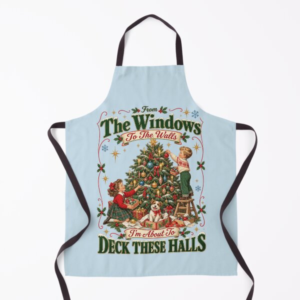 Item preview, Deck These Halls for Retro Christmas Lovers designed and sold by POD DYNASTY | Original Print On Demand T-Shirt Graphics.