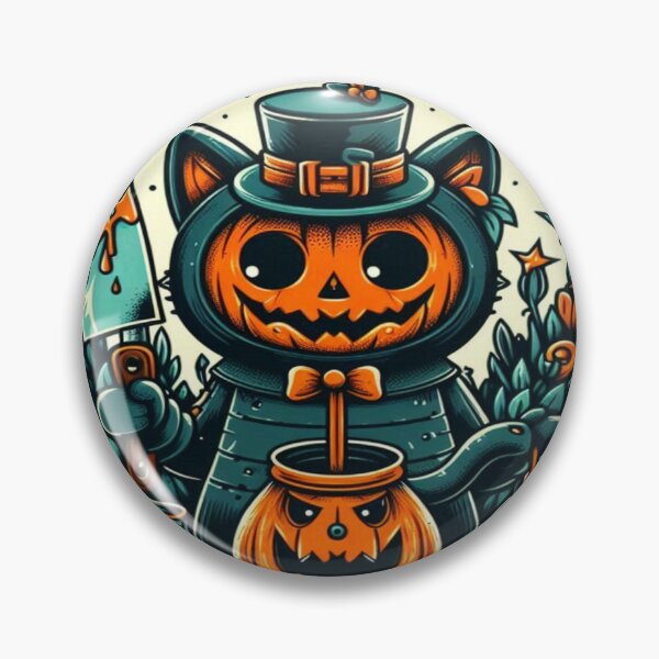 Item preview, Halloween Cat Pumpkin Teapot Spooky Retro Illustration designed and sold by BriSher.
