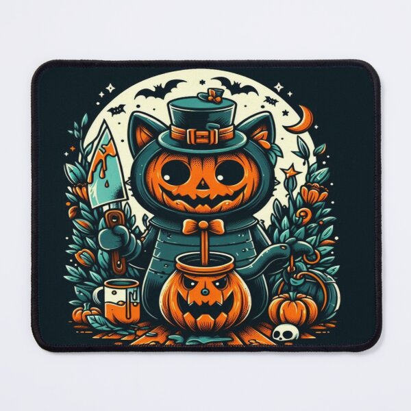 Item preview, Halloween Cat Pumpkin Teapot Spooky Retro Illustration designed and sold by BriSher.