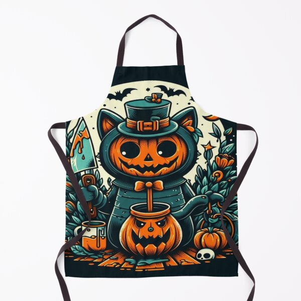Item preview, Halloween Cat Pumpkin Teapot Spooky Retro Illustration designed and sold by BriSher.