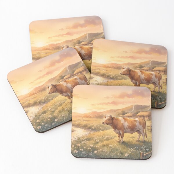 Item preview, The Spotted Ox at Sunset: Nostalgic Korean Countryside Aesthetic designed and sold by SOOstudio73.
