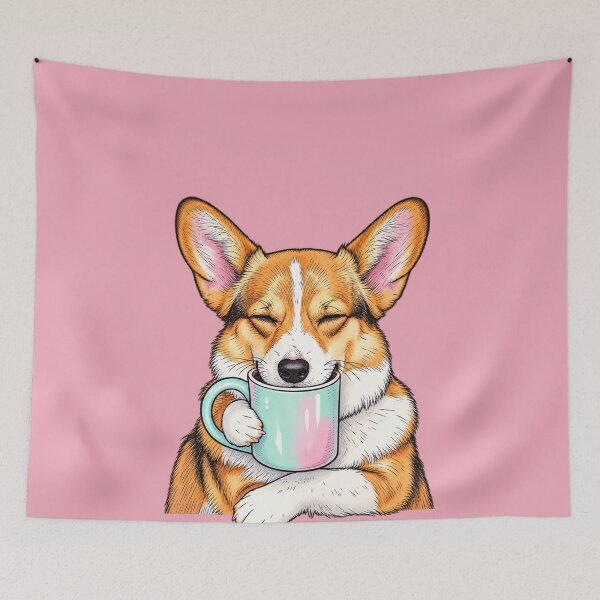 Item preview, Sleepy Corgi Drinking Coffee designed and sold by Hari Arts.