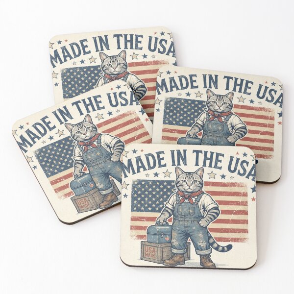 Item preview, Labor Day American Shorthair Cat Made in the USA Patriotic Worker Overalls designed and sold by Ghostlycats2026.