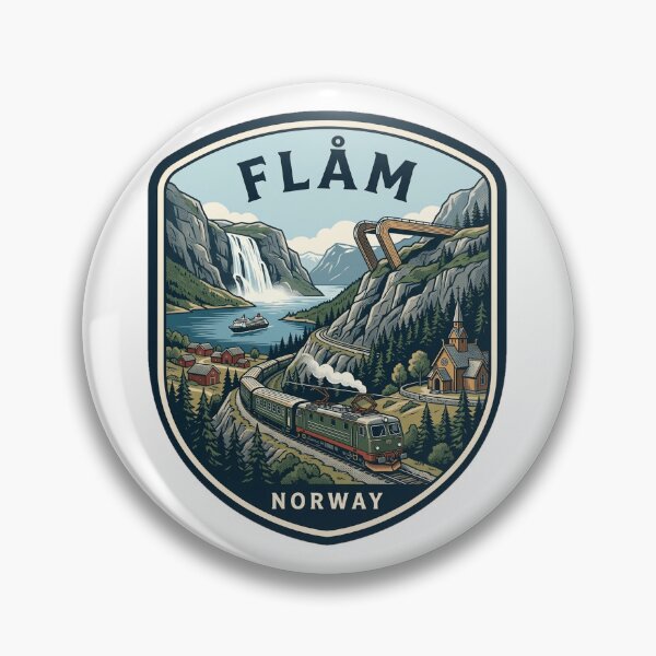Item preview, Flåm Norway Travel Badge Vintage Fjord designed and sold by k3rstman1.