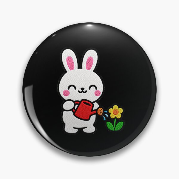 Item preview, Cute Bunny Watering Flower Kawaii Embroidery Patch designed and sold by ColorSplash123.