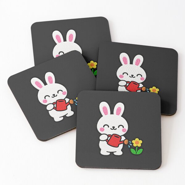 Item preview, Cute Bunny Watering Flower Kawaii Embroidery Patch designed and sold by ColorSplash123.