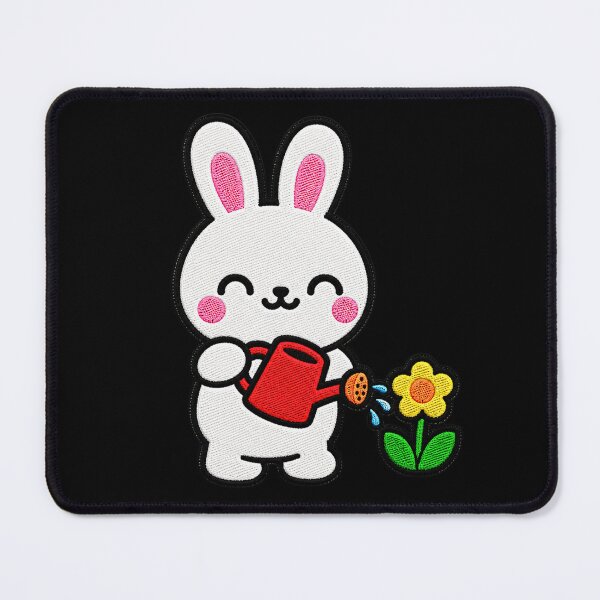 Item preview, Cute Bunny Watering Flower Kawaii Embroidery Patch designed and sold by ColorSplash123.