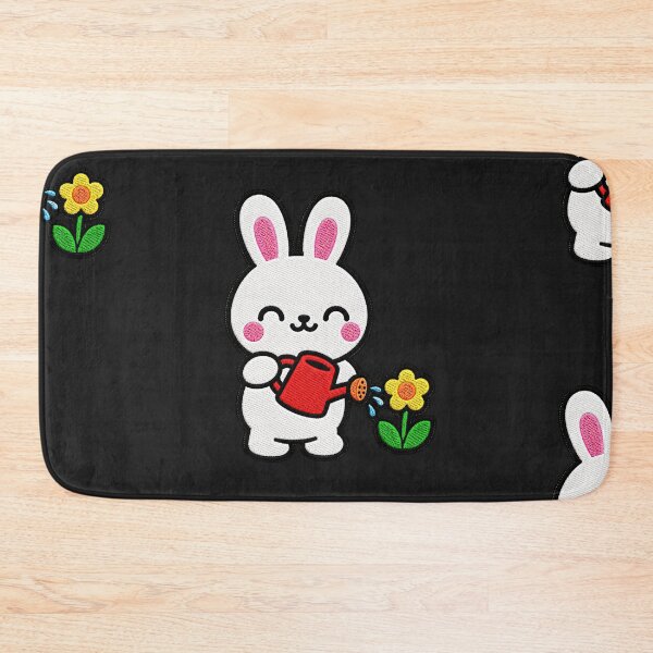 Item preview, Cute Bunny Watering Flower Kawaii Embroidery Patch designed and sold by ColorSplash123.