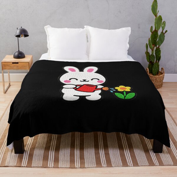 Item preview, Cute Bunny Watering Flower Kawaii Embroidery Patch designed and sold by ColorSplash123.