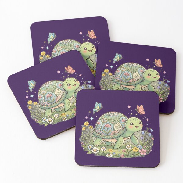 Item preview, Cute Kawaii Flower Turtle Sticker — Peaceful Baby Turtle with Floral Shell & Butterflies Illustration designed and sold by Tinydoodlenest .