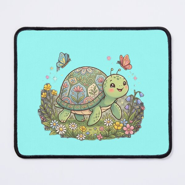 Item preview, Cute Kawaii Flower Turtle Sticker — Peaceful Baby Turtle with Floral Shell & Butterflies Illustration designed and sold by Tinydoodlenest .