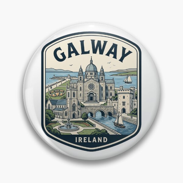 Item preview, Vintage Galway Ireland Travel Badge Illustration designed and sold by k3rstman1.