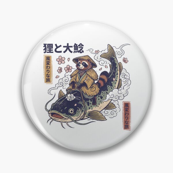 Item preview, Tanuki Riding Giant Koi Fish Illustration designed and sold by mackartist.