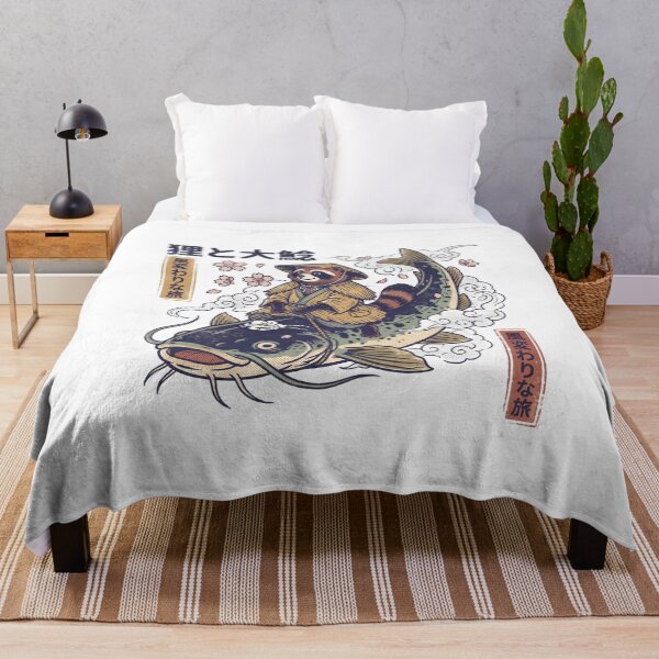 Item preview, Tanuki Riding Giant Koi Fish Illustration designed and sold by mackartist.