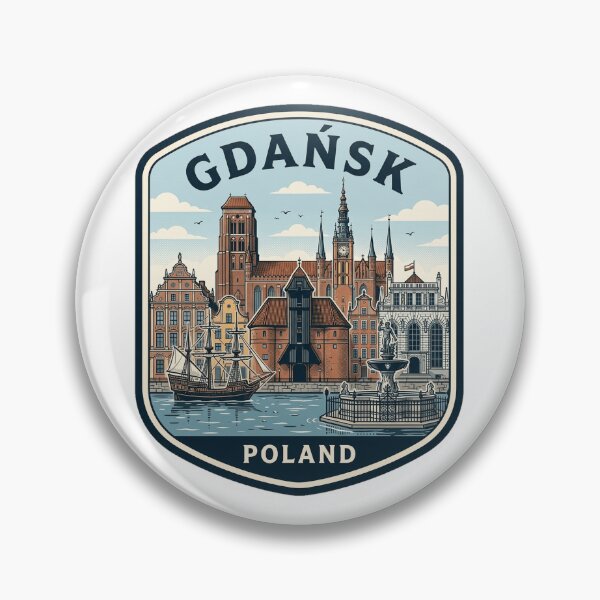 Item preview, Gdansk Poland Vintage Travel Badge Illustration designed and sold by k3rstman1.