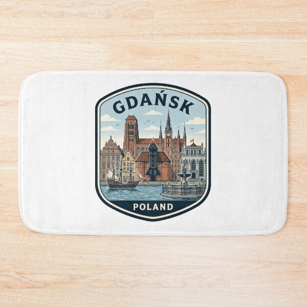 Item preview, Gdansk Poland Vintage Travel Badge Illustration designed and sold by k3rstman1.