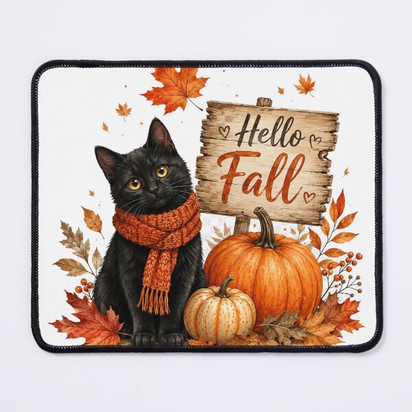 Item preview, Hello Fall Black Cat Pumpkin Autumn designed and sold by meme2525.