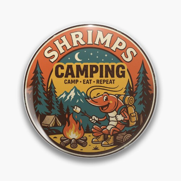 Item preview, Shrimps Camping National Park Poster Funny Retro Marshmallow Roast designed and sold by pawsome purrfect.