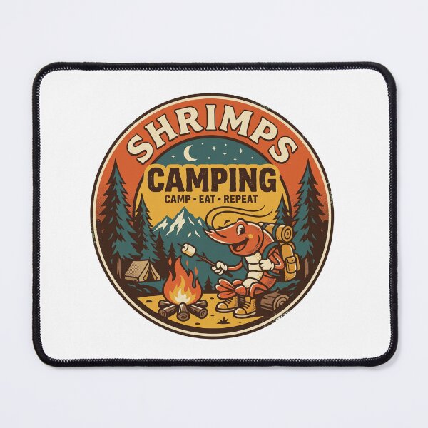 Item preview, Shrimps Camping National Park Poster Funny Retro Marshmallow Roast designed and sold by pawsome purrfect.