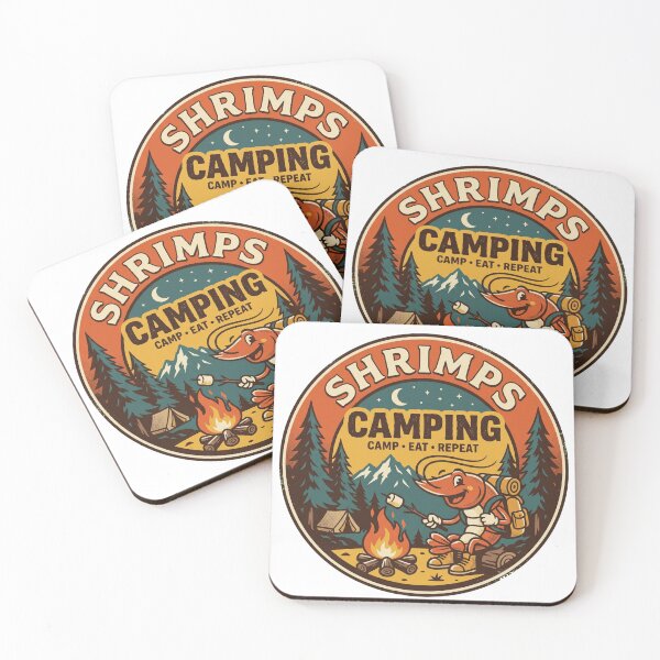 Item preview, Shrimps Camping National Park Poster Funny Retro Marshmallow Roast designed and sold by pawsome purrfect.
