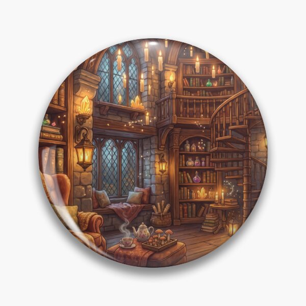 Item preview, Ancient Wizard Library | Magical Spell Book Fantasy Wall Art designed and sold by SebastianSpace.