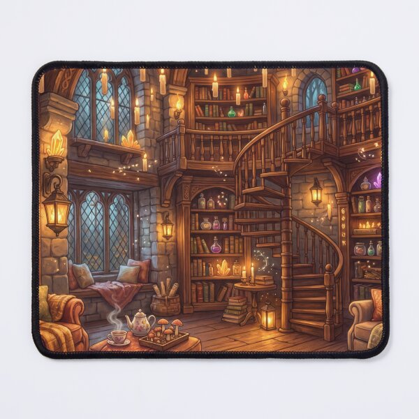 Item preview, Ancient Wizard Library | Magical Spell Book Fantasy Wall Art designed and sold by SebastianSpace.