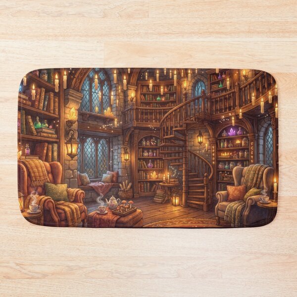 Item preview, Ancient Wizard Library | Magical Spell Book Fantasy Wall Art designed and sold by SebastianSpace.