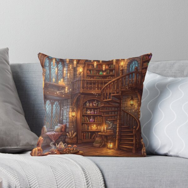 Item preview, Ancient Wizard Library | Magical Spell Book Fantasy Wall Art designed and sold by SebastianSpace.
