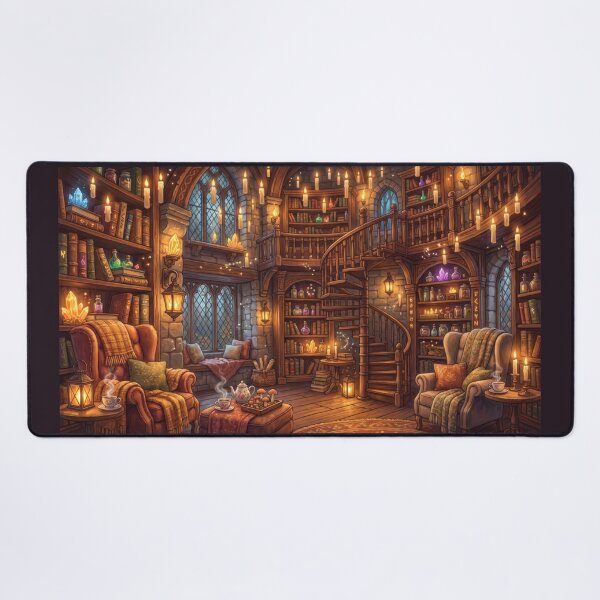 Item preview, Ancient Wizard Library | Magical Spell Book Fantasy Wall Art designed and sold by SebastianSpace.