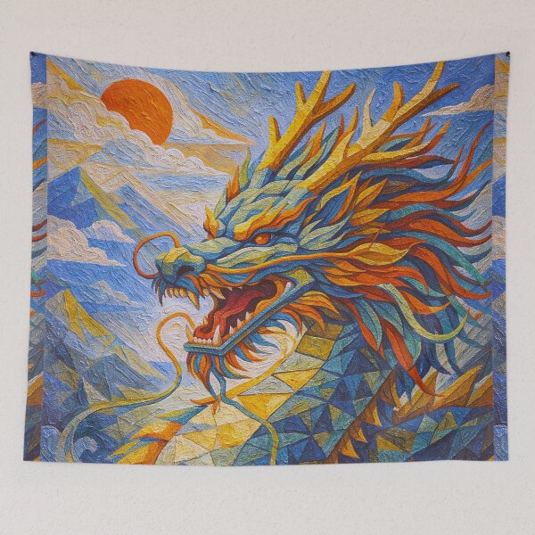 Item preview, A Cubist Painting of a Dragon – Legendary Mythical Creature designed and sold by GalleryKauffeld.