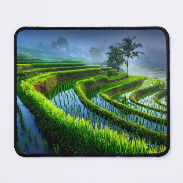 Item preview, Lush Green Terraced Rice Fields in Early Morning Mist designed and sold by Artessie.