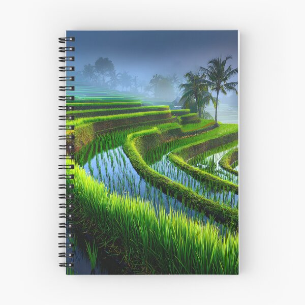 Item preview, Lush Green Terraced Rice Fields in Early Morning Mist designed and sold by Artessie.