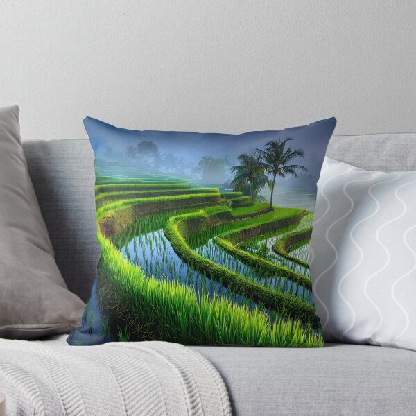 Item preview, Lush Green Terraced Rice Fields in Early Morning Mist designed and sold by Artessie.